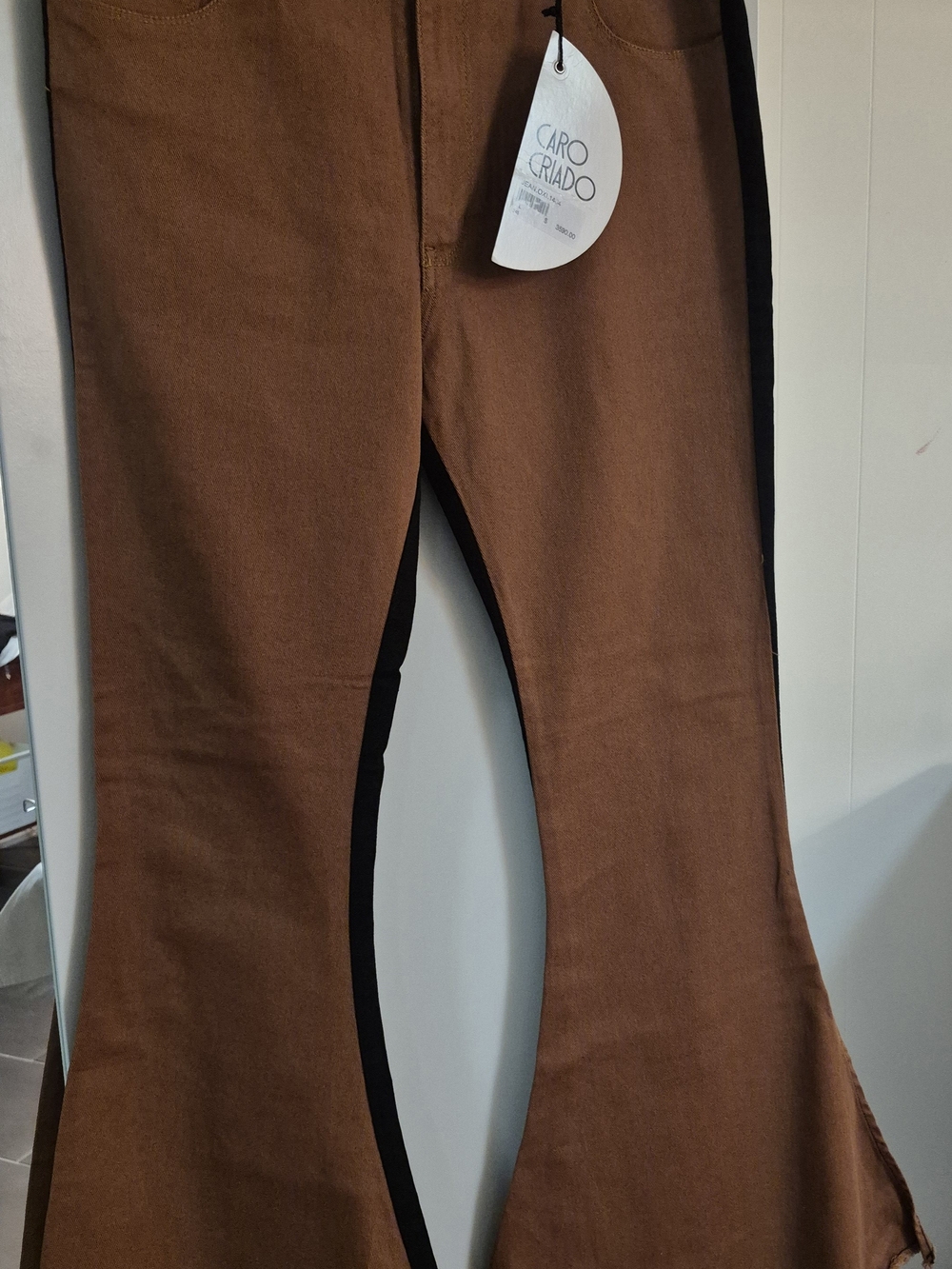 Women's Brown And Black Flare Jeans
